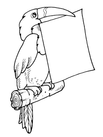 Toucan Holds A Letter In Its Bill Coloring Page